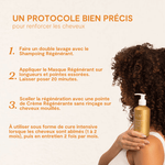 Donna con capelli ricci che tiene lo Shampoo Bond Repair, protocollo del Trattamento LAO Care